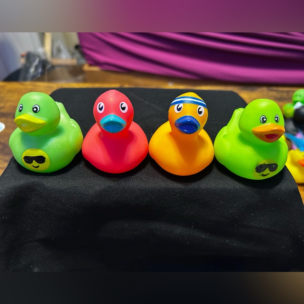 Red Rubber Duck with Teal Beak